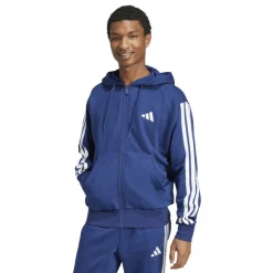 Essentials Fleece 3-Stripes Full-Zip Hoodie Mens