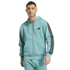 Essentials Fleece 3-Stripes Full-Zip Hoodie Mens
