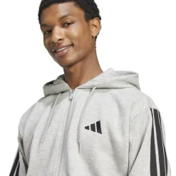 Essentials Fleece 3-Stripes Full-Zip Hoodie Mens