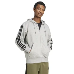 Essentials Fleece 3-Stripes Full-Zip Hoodie Mens