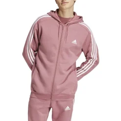 Essentials Fleece 3-Stripes Full-Zip Hoodie Mens