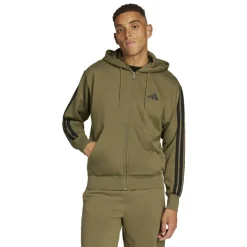 Essentials Fleece 3-Stripes Full-Zip Hoodie Mens