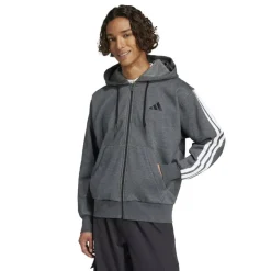 Essentials Fleece 3-Stripes Full-Zip Hoodie Mens