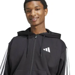Essentials Fleece 3-Stripes Full-Zip Hoodie Mens