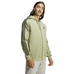 Essentials Fleece 3-Stripes Full-Zip Hoodie Mens
