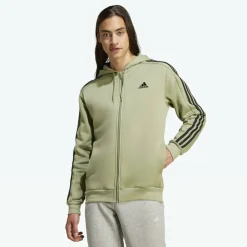 Essentials Fleece 3-Stripes Full-Zip Hoodie Mens