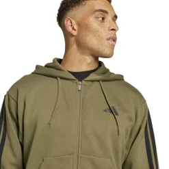 Essentials Fleece 3-Stripes Full-Zip Hoodie Mens