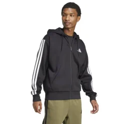 Essentials Fleece 3-Stripes Full-Zip Hoodie Mens