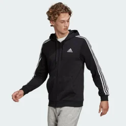 Essentials French Terry 3-Stripes Full-Zip Hoodie