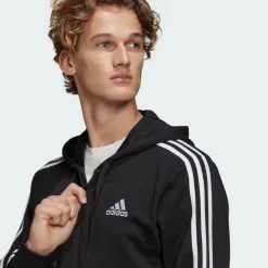 Essentials French Terry 3-Stripes Full-Zip Hoodie