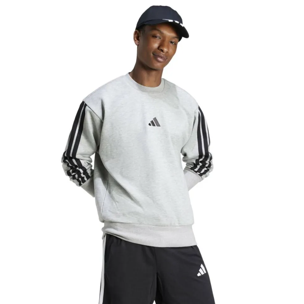 Essentials 3-Stripes Fleece Sweatshirt Mens