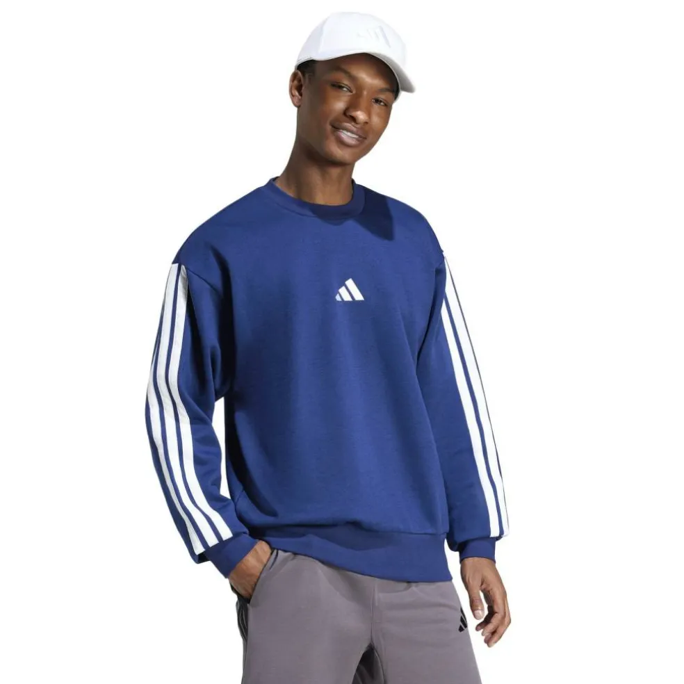 Essentials 3-Stripes Fleece Sweatshirt Mens