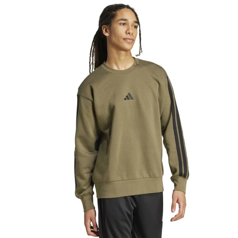 Essentials 3-Stripes Fleece Sweatshirt Mens