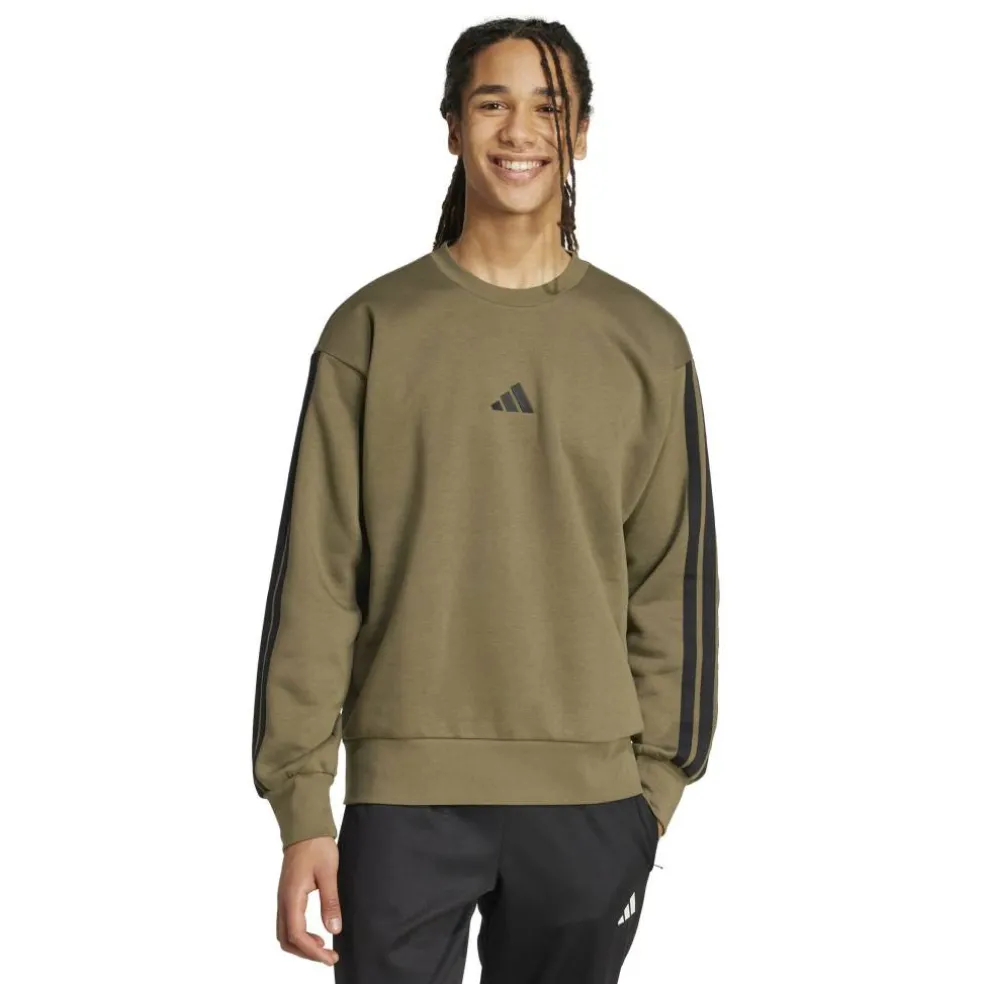 Essentials 3-Stripes Fleece Sweatshirt Mens