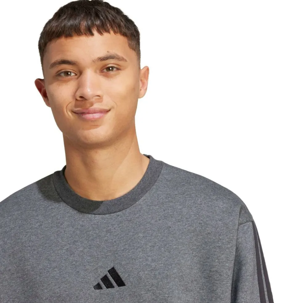 Essentials 3-Stripes Fleece Sweatshirt Mens