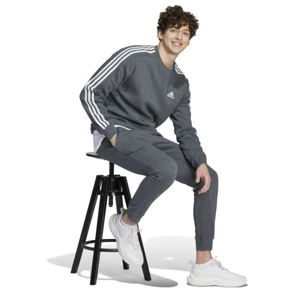 Essentials 3-Stripes Fleece Sweatshirt Mens