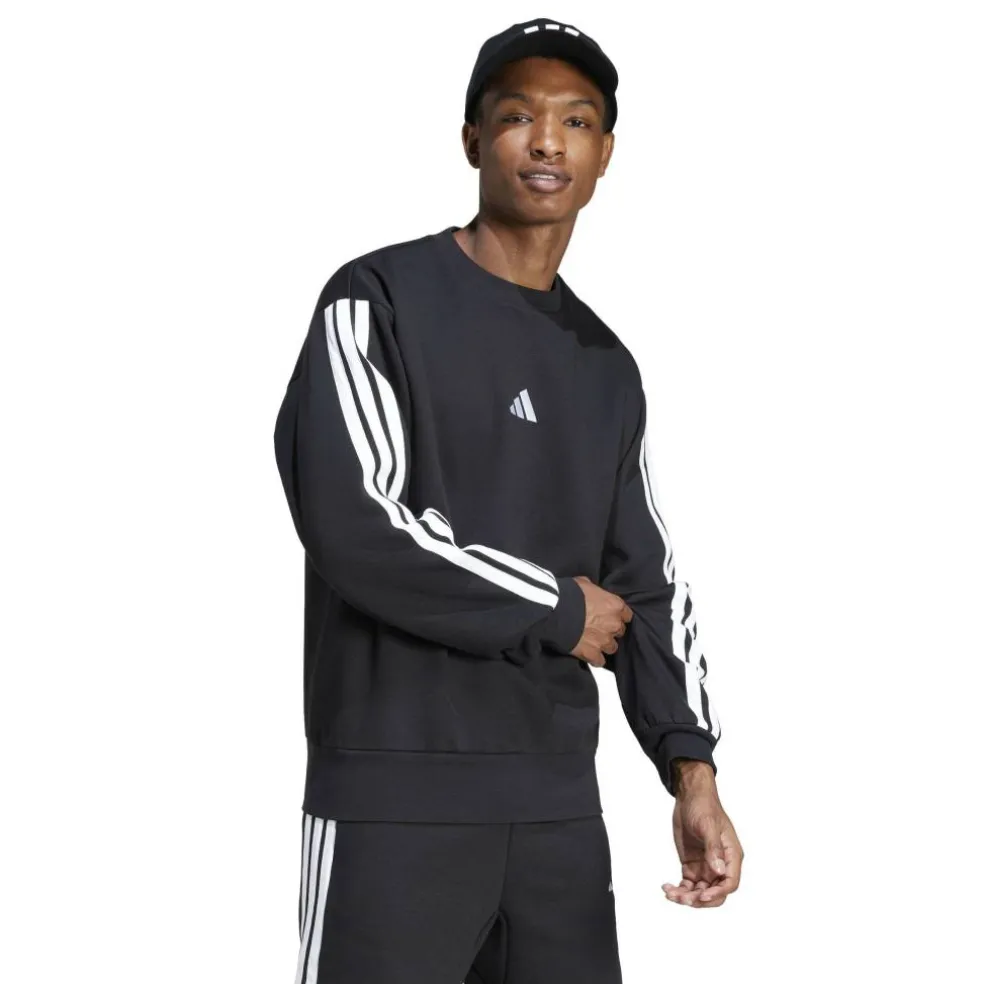 Essentials 3-Stripes Fleece Sweatshirt Mens