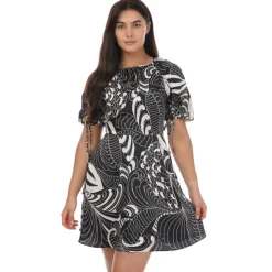 Faridda Printed Puff Sleeve Printed Mini Dress