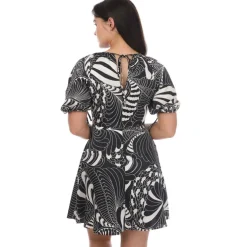 Faridda Printed Puff Sleeve Printed Mini Dress
