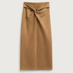 Faux Suede Knot Detail Midi Skirt