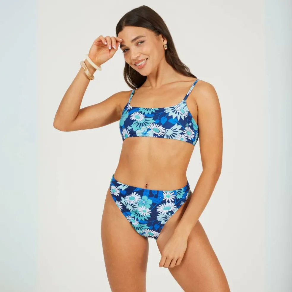 Floral Print High Waisted Bikini Bottoms