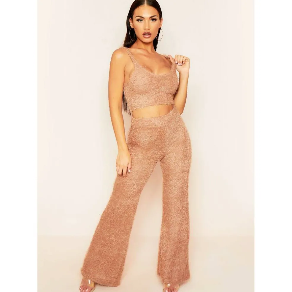 Fluffy Knit Wide Leg Trousers