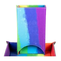 Fold Up Velvet Dice Tower: Watercolour Rainbow