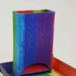 Fold Up Velvet Dice Tower: Watercolour Rainbow