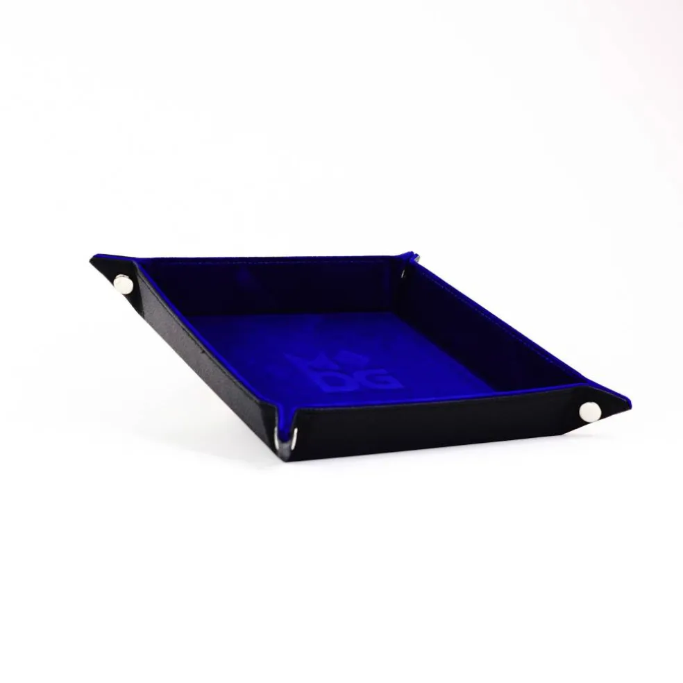 Fold Up Velvet Dice Tray: Blue