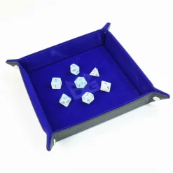 Fold Up Velvet Dice Tray: Blue