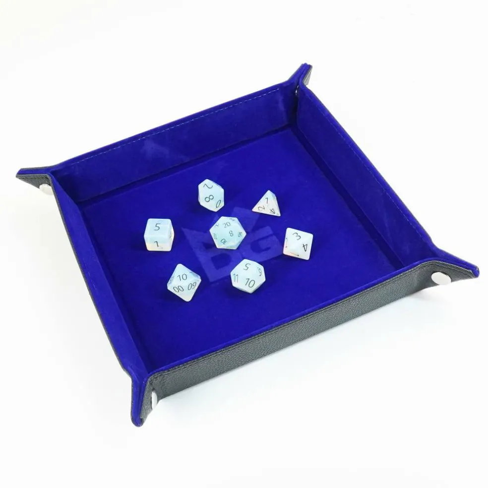 Fold Up Velvet Dice Tray: Blue