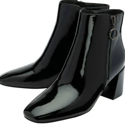 Furiosa Black Patent Heeled Ankle Boots