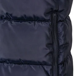 Girls long winter quilted coat fixed hood navy