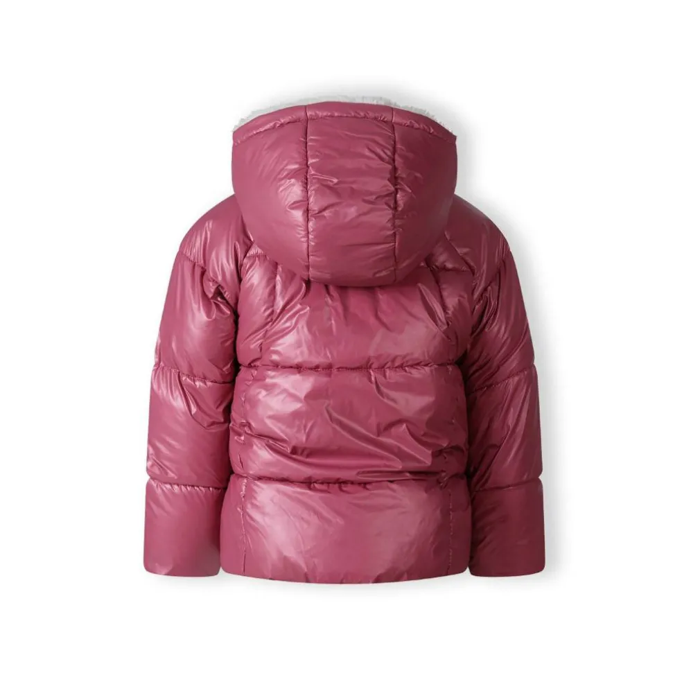 Girls padded reversible jacket metallic purple