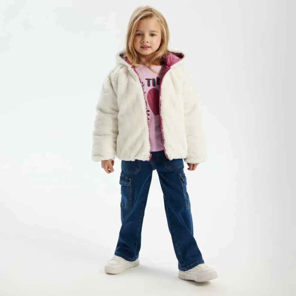 Girls padded reversible jacket metallic purple