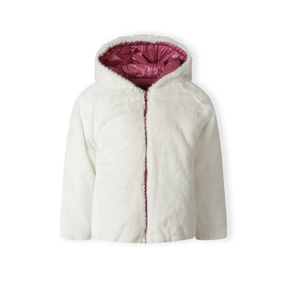 Girls padded reversible jacket metallic purple