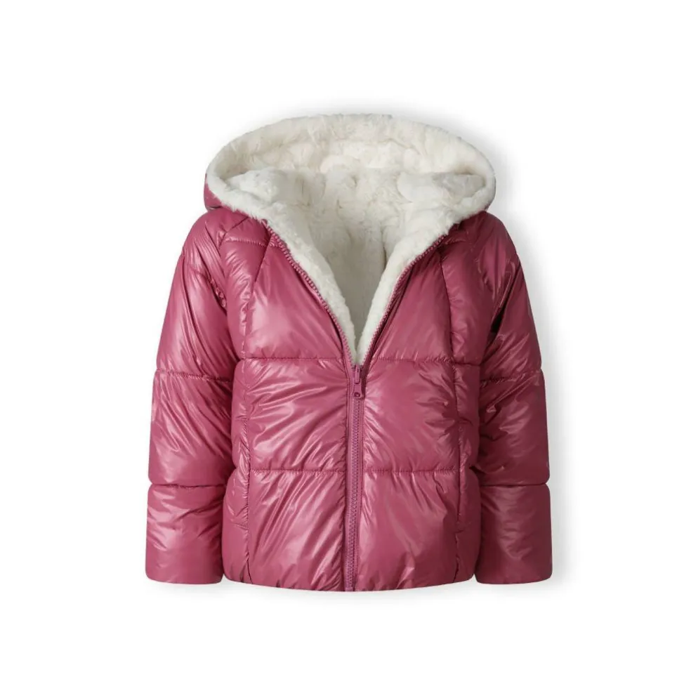Girls padded reversible jacket metallic purple