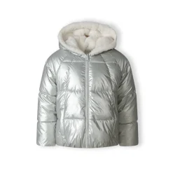 Girls padded reversible jacket metallic purple