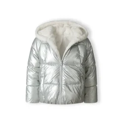 Girls padded reversible jacket metallic purple