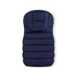 Girls quilted gilet full zip detachable hood navy
