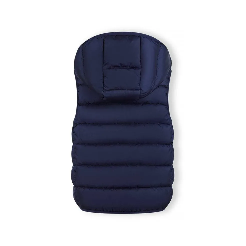Girls quilted gilet full zip detachable hood navy