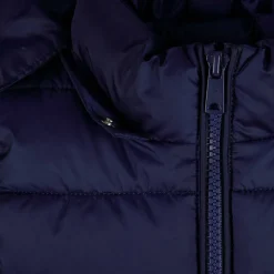 Girls quilted gilet full zip detachable hood navy