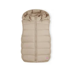 Girls quilted gilet removable hood beige