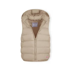 Girls quilted gilet removable hood beige