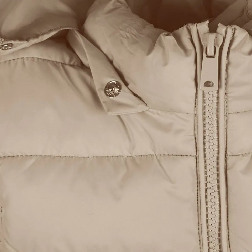 Girls quilted gilet removable hood beige