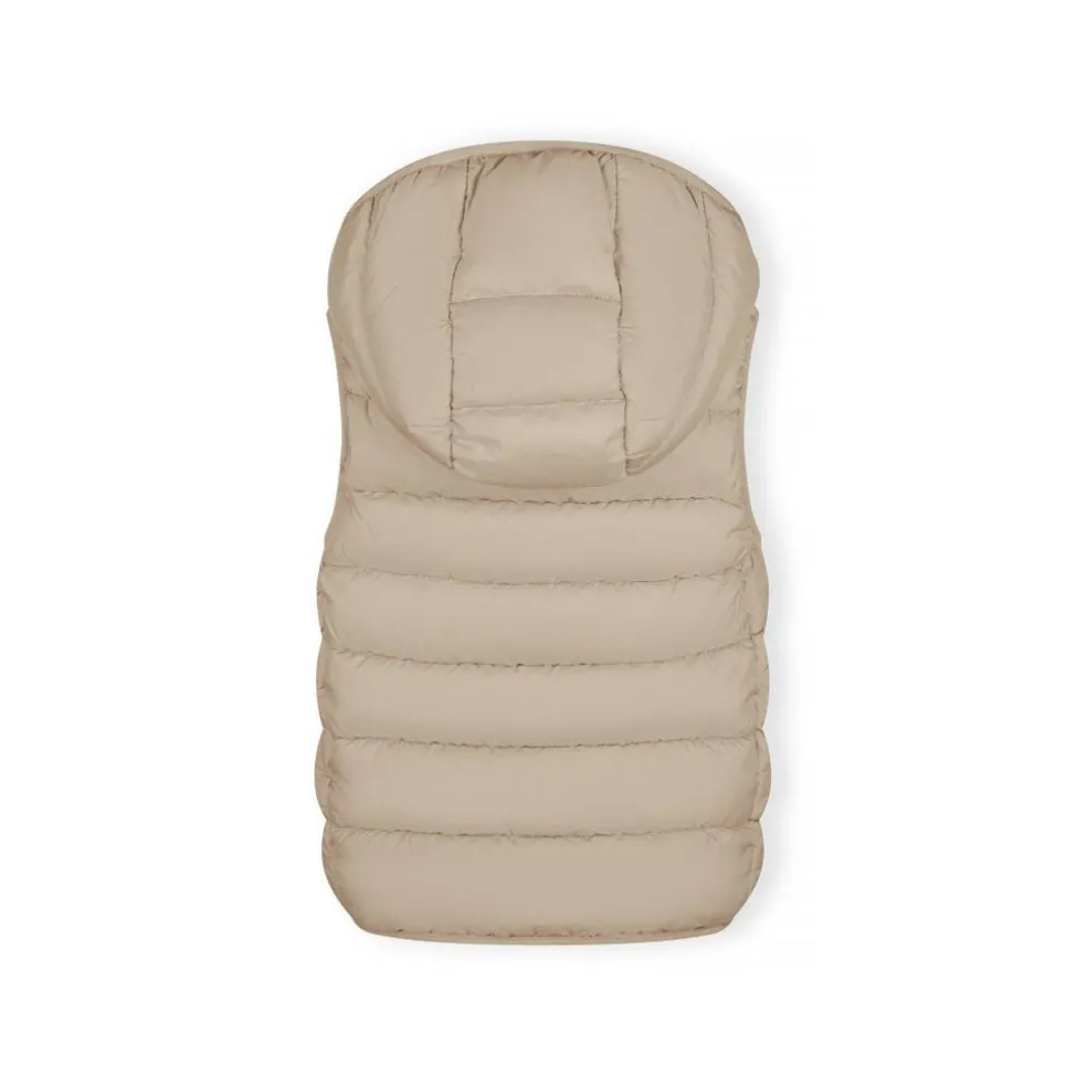 Girls quilted gilet removable hood beige