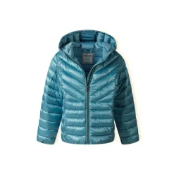 Girls quilted hooded jacket zip fastening turquoise