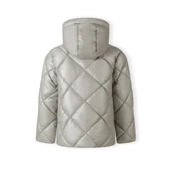 Girls quilted jacket with hood and zip pockets silver