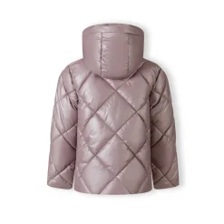 Girls quilted jacket with hood and zip pockets lilac