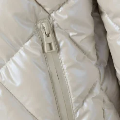 Girls quilted jacket with hood and zip pockets cream